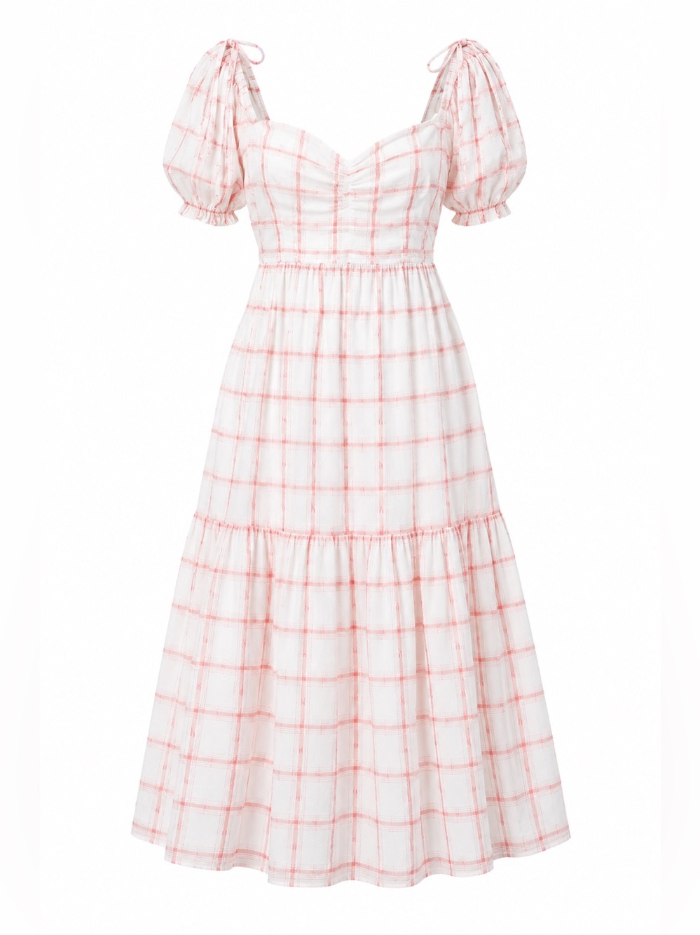 Universal Thread White Maxi Dress with Pink Windowpane